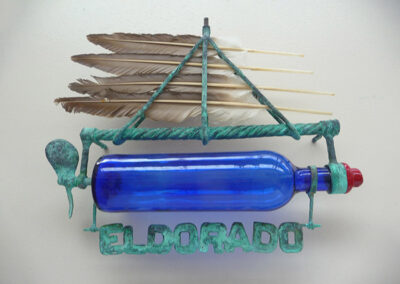 2018-Eldorado Sulpt murale-Bronze, Verre, Plumes-HT 32 cm x 32 cm