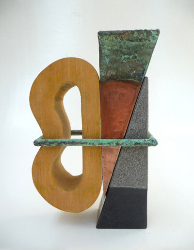 2012-Brise Lame-Granit, Bois, cuivre oxydé Bronze-HT 24 cm x 15 cm-vendu