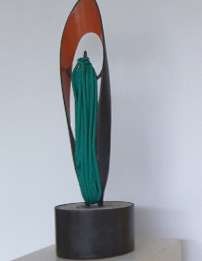 2019-Dualité-Acier, béton, filin vert-HT 50 cm x 12 cm-vendu