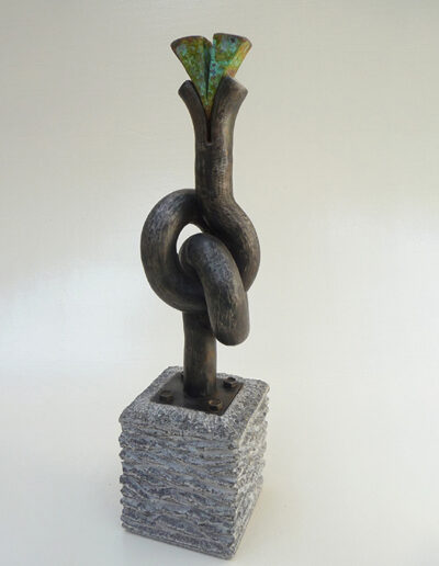 2013-Brise Lame-Granit, Acier, cuivre oxydé Bronze-HT 46 cm x 12cm